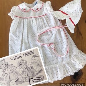 Vintage Nannatte Girls Dress 6-9 Months w/ Bonnet